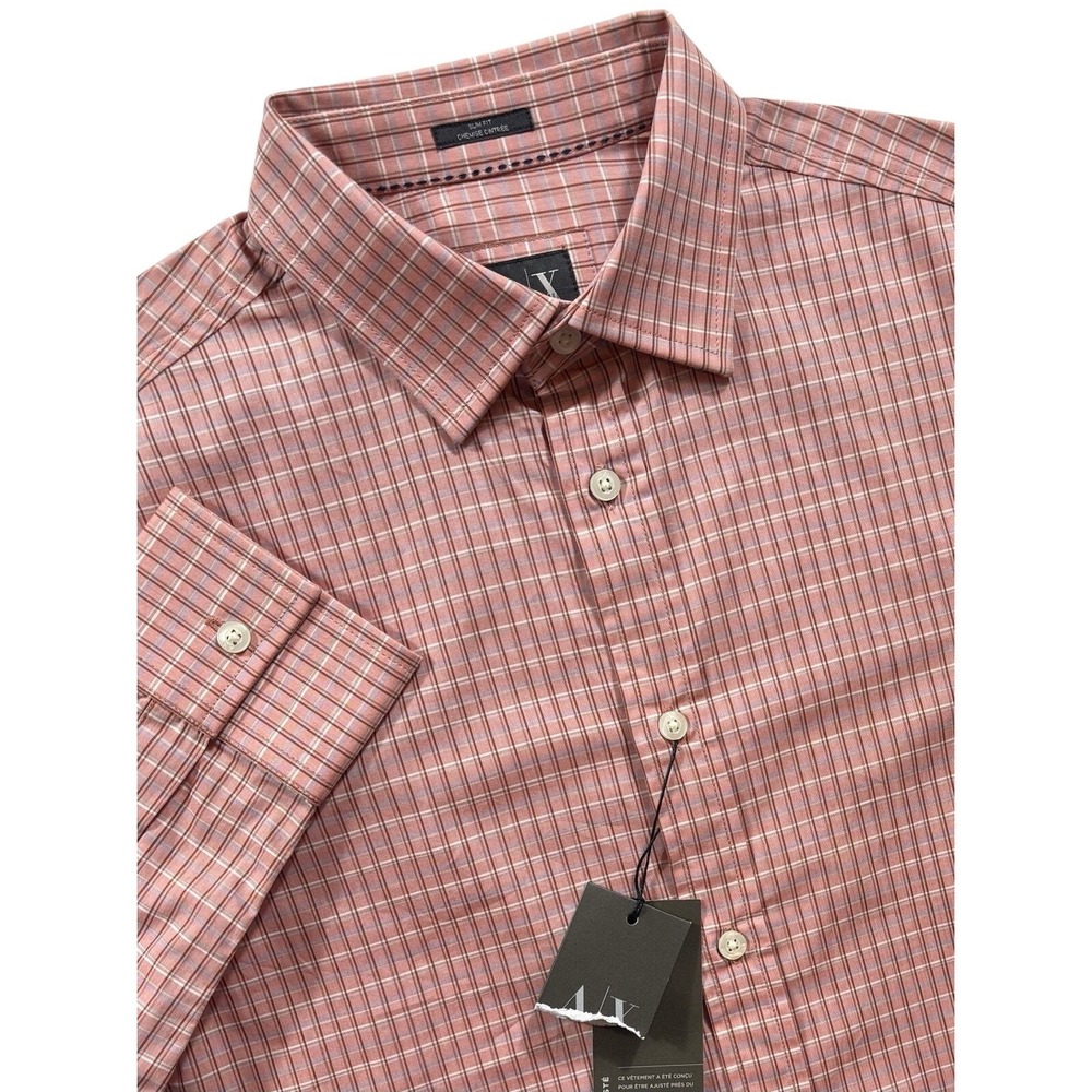 Armani Exchange Men's Dress Shirt Plaid Slim-Fit Size Small Mango - 570